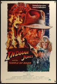 3w425 INDIANA JONES & THE TEMPLE OF DOOM 1sh 1984 adventure is Ford's name, Drew Struzan art!