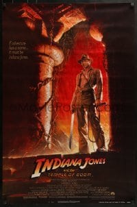 3w426 INDIANA JONES & THE TEMPLE OF DOOM 1sh 1984 art of Harrison Ford by Bruce Wolfe, NSS style!