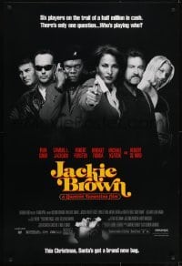 3w449 JACKIE BROWN advance 1sh 1997 Quentin Tarantino, Santa's got a brand new bag, top cast!