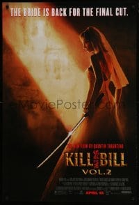 3w477 KILL BILL: VOL. 2 advance DS 1sh 2004 bride Uma Thurman with katana, Quentin Tarantino!