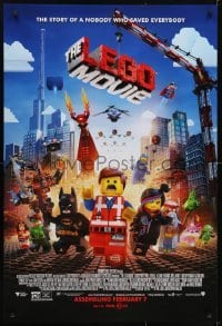 3w517 LEGO MOVIE advance DS 1sh 2014 the story of a nobody who saved everybody!