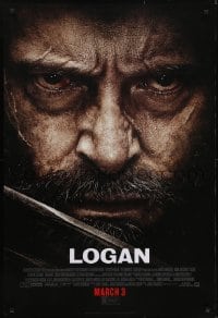 3w533 LOGAN style C advance DS 1sh 2017 Jackman in the title role as Wolverine, claws out!