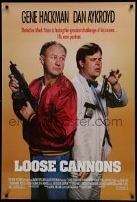 3w537 LOOSE CANNONS 1sh 1990 great wacky image of Gene Hackman & Dan Aykroyd w/guns!