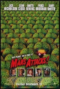 3w563 MARS ATTACKS! int'l advance DS 1sh 1996 directed by Tim Burton, great image of many aliens!