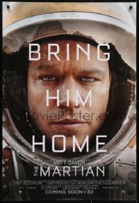3w564 MARTIAN style A int'l advance DS 1sh 2015 close-up of astronaut Matt Damon, bring him home!