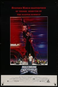 3w573 MAXIMUM OVERDRIVE 1sh 1986 cool image of puppet master Stephen King, Emilio Estevez!