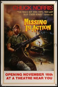 3w586 MISSING IN ACTION teaser 1sh 1984 cool Watts artwork of Chuck Norris in Vietnam!