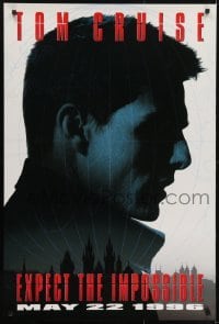 3w588 MISSION IMPOSSIBLE teaser 1sh 1996 cool silhouette of Tom Cruise, Brian De Palma directed!