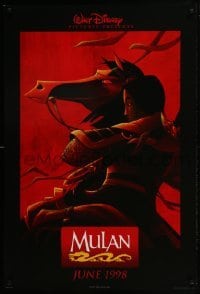 3w603 MULAN advance DS 1sh 1998 June 1998 style, Disney Ancient China cartoon, w/armor on horseback