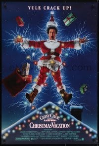 3w617 NATIONAL LAMPOON'S CHRISTMAS VACATION DS 1sh 1989 Consani art of Chevy Chase, yule crack up!