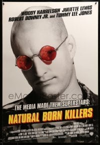 3w624 NATURAL BORN KILLERS style B DS 1sh 1994 cult classic, Harrelson, cool white tagline design!