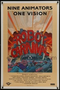 3w740 ROBOT CARNIVAL 1sh 1990 Roboto Kanibauru, nine different shorts, anime, cool tan art design!