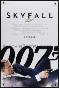 3w798 SKYFALL int'l advance DS 1sh 2012 October style, Craig as James Bond on back shooting gun!