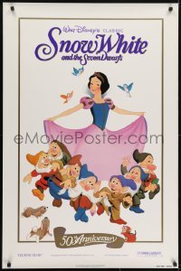 3w807 SNOW WHITE & THE SEVEN DWARFS 1sh R1987 Walt Disney animated cartoon fantasy classic!