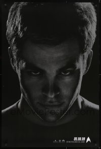 3w827 STAR TREK teaser DS 1sh 2009 close-up of Chris Pine as Captain Kirk over black background!