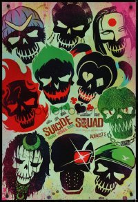 3w854 SUICIDE SQUAD teaser DS 1sh 2016 Smith, Leto as the Joker, Robbie, Kinnaman, cool art!