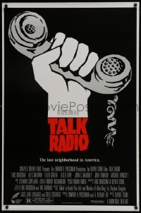 3w865 TALK RADIO 1sh 1988 Oliver Stone, Eric Bogosian, cool artwork of telephone & hand!