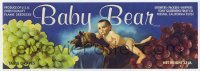 3x128 BABY BEAR 4x12 crate label 1980s finest quality flame seedless grapes of Fresno, California!