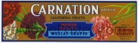 3x133 CARNATION 4x13 crate label 1960s Hopper quality muscat grapes of Fresno, California!
