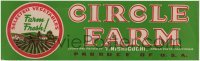 3x135 CIRCLE FARM 4x13 crate label 1940s farm fresh selected vegetables of Chula Vista, California!