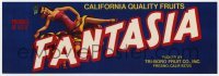 3x144 FANTASIA 4x12 crate label 1980s California quality fruits from Fresno, sexy art!