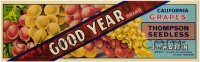 3x147 GOOD YEAR 4x13 crate label 1950s Thompson seedless grapes of Woodlake, California!