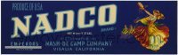 3x164 NADCO 4x13 crate label 1950s grapes from the Nash-De Camp Company in Visalia, California!