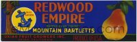 3x171 REDWOOD EMPIRE 4x13 crate label 1950s Mendocino County Mountain Bartletts of California!