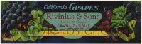 3x172 RIVINIUS & SONS 4x13 crate label 1950s California grapes, growers & shippers of Escalon!