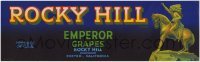 3x173 ROCKY HILL 4x13 crate label 1950s Native American Indian art, emperor grapes of Exeter!
