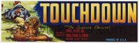3x186 TOUCHDOWN 4x13 crate label 1970s choicest grapes from Fresno, California, football art!
