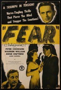 3x641 FEAR pressbook 1945 film noir, Peter Cookson, Warren William, Anne Gwynne