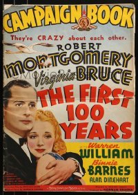 3x644 FIRST 100 YEARS pressbook 1938 Robert Montgomery, Virginia Bruce, full-color poster images!