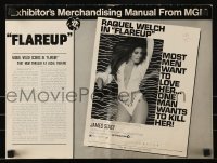 3x649 FLAREUP pressbook 1970 most men want super sexy Raquel Welch, but one man wants to kill her!