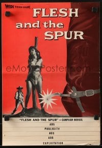 3x650 FLESH & THE SPUR pressbook 1956 John Agar, Marla English, art of sexy girl staked to ant hill!