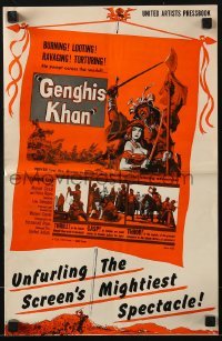 3x659 GENGHIS KHAN pressbook 1953 blood-stained blazing adventure of the ruthless Mongol!