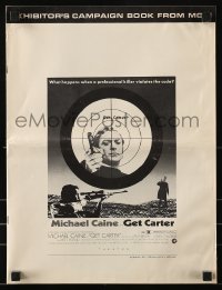 3x661 GET CARTER pressbook 1971 cool image of Michael Caine with gun in assassin's scope!
