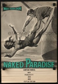3x798 NAKED PARADISE pressbook 1957 art of sexy falling Beverly Garland caught by hook!