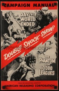 3x832 PHANTOM FROM 10,000 LEAGUES/DAY THE WORLD ENDED pressbook 1956 schlock horror double-bill!