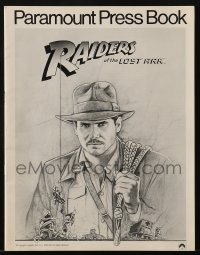 3x843 RAIDERS OF THE LOST ARK pressbook 1981 art of adventurer Harrison Ford by Richard Amsel!