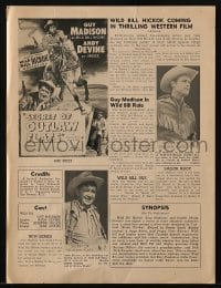 3x876 SECRET OF OUTLAW FLATS pressbook 1953 Guy Madison as Wild Bill Hickok, Andy Devine!
