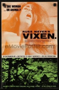 3x969 VIXEN pressbook 1968 classic Russ Meyer, is sexy naked Erica Gavin woman or animal?