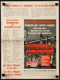3x991 WONDERS OF MANHATTAN pressbook 1956 a tour of the world's most glamorous city, New York!