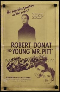 3x998 YOUNG MR. PITT pressbook 1943 Robert Donat & Phyllis Calvert, directed by Carol Reed!