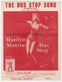 3x217 BUS STOP sheet music 1956 different image of sexy Marilyn Monroe, The Bus Stop Song!