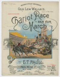 3x219 CHARIOT RACE OR BEN HUR MARCH 11x14 sheet music 1898 great cover art of Ben-Hur vs Messala!