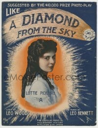 3x224 DIAMOND FROM THE SKY 11x14 sheet music 1915 Lottie Pickford, Like a Diamond From the Sky!