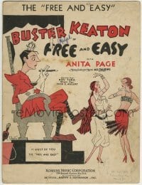 3x226 FREE & EASY sheet music 1930 different Eaton art of Buster Keaton on throne by sexy women!