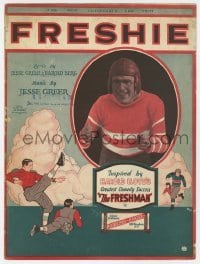 3x228 FRESHMAN sheet music 1925 Harold Lloyd in uniform + cool football art, Freshie!