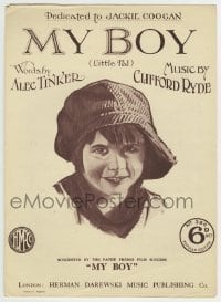 3x248 MY BOY 10x14 English sheet music 1922 great image of young Jackie Coogan, Little Pal!